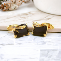 Chokore Chokore Black Agate Cufflinks with Gold Plating