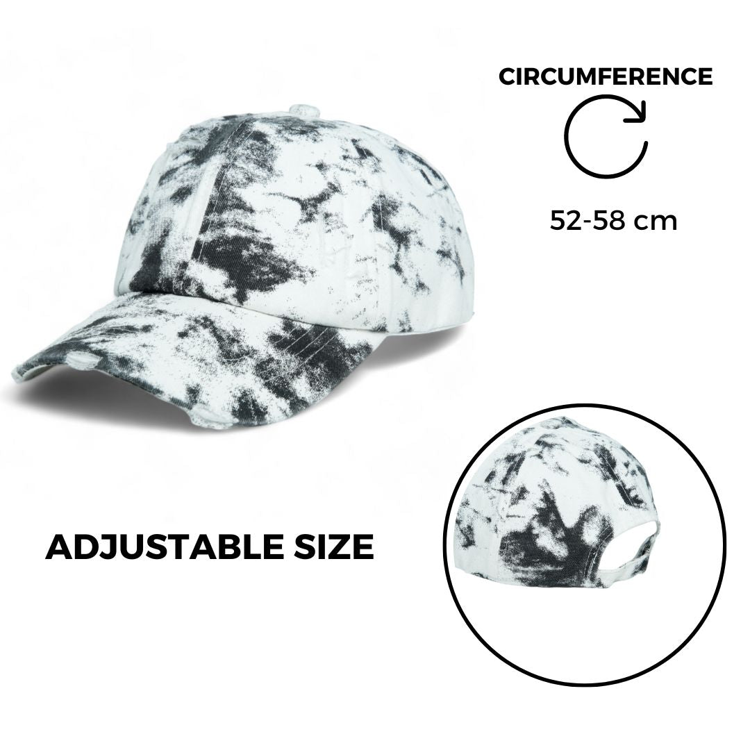 Chokore Distressed Tie-Dye Baseball Cap (Gray & White)