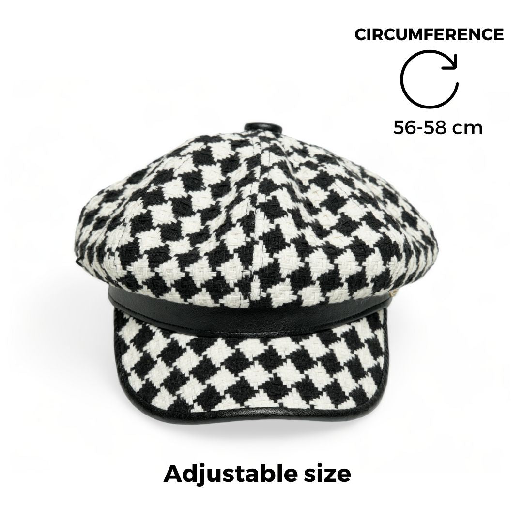 Chokore Vintage Checkerboard Beret Cap (Black & White)