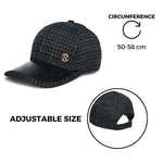 Chokore Chokore Retro Houndstooth Pattern Baseball Cap with Leather Details (Black) 