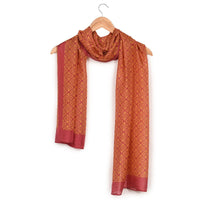 Chokore Printed Red & Orange Silk Stole for Women