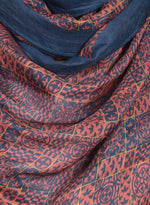 Chokore Printed Blue & Red Silk Stole for Women 