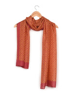 Chokore Printed Red & Orange Silk Stole for Women